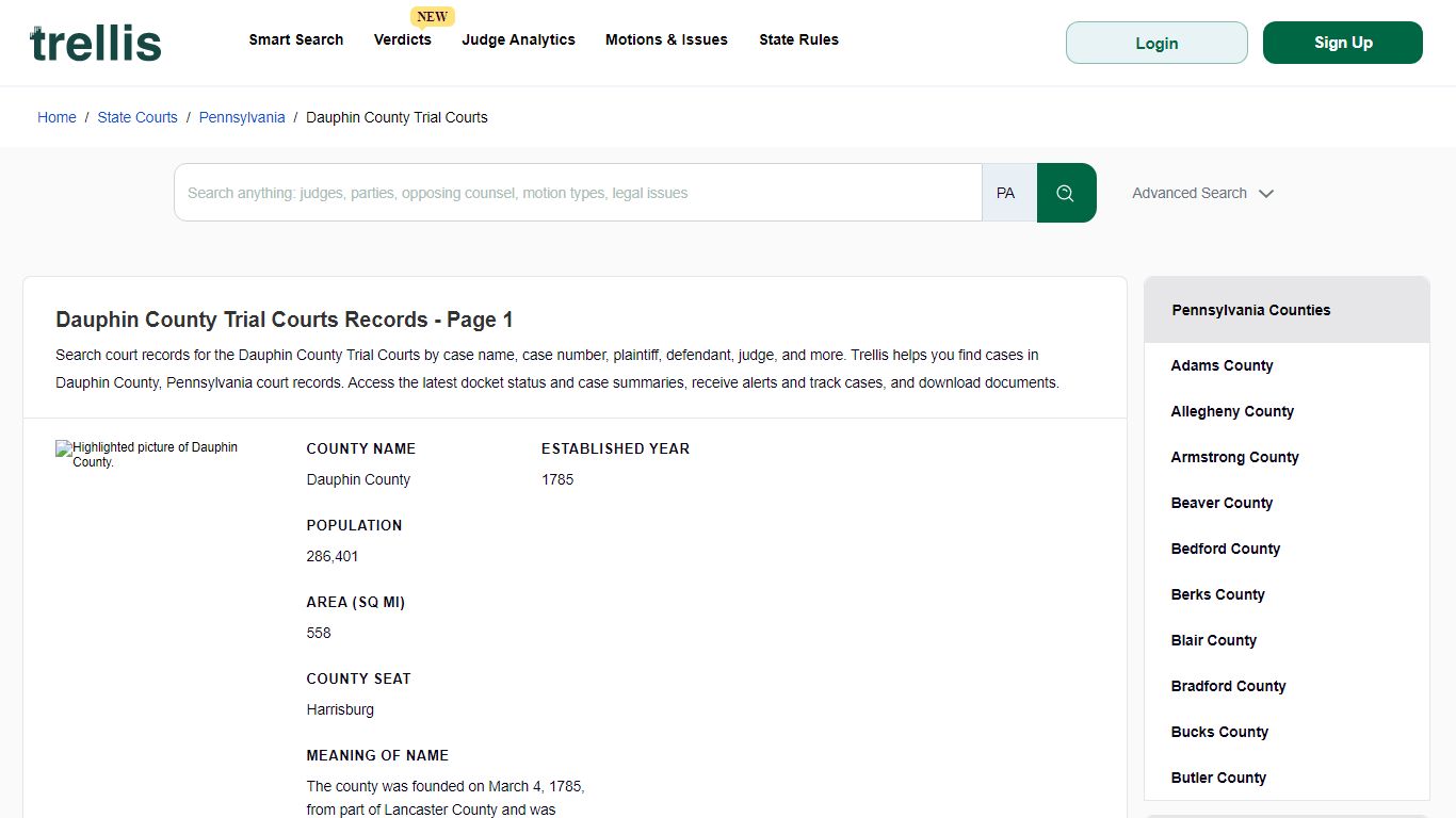 Dauphin County Trial Court Records | Docket Search ... - Trellis
